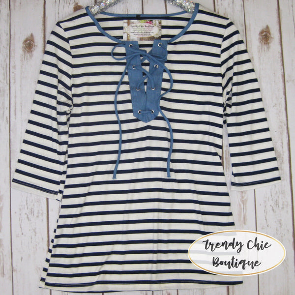Young Contemporary - Striped Navy Top