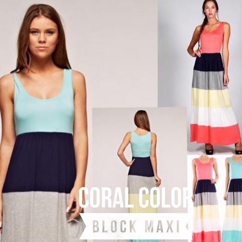 Women's - Color Block Maxi Dress
